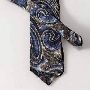 Emilio Romano handmade silk tie Elegant Blue and Gray Paisley